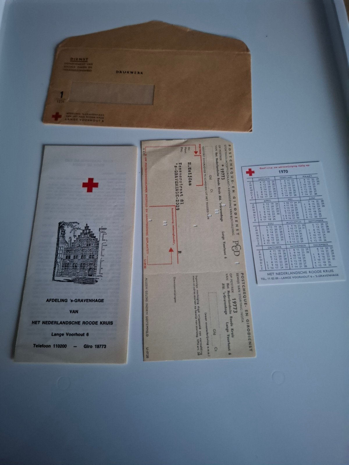 Rode Kruis documenten en kalender 1970 - 's-Gravenhage, Ophalen of Verzenden, Gebruikt