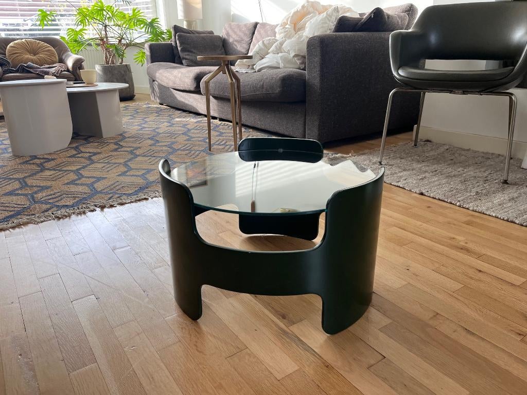 Space Age bijzettafel, Minder dan 55 cm, Gebruikt, Rond, Glas