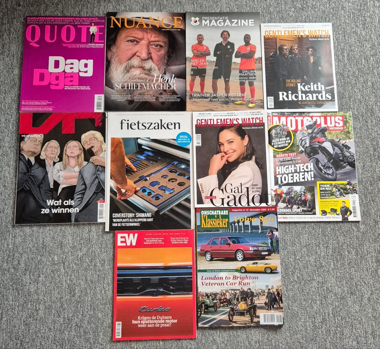 10 diverse tijdschriften voor mannen: Quote, Nuance, Motor P, Verzenden, Nieuw