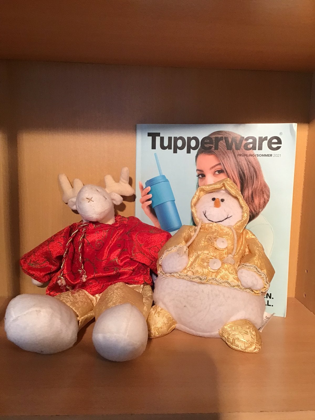 Tupperware kerstdecoraties 2 stuks, rendier en sneeuwpop, Diversen, Ophalen of Verzenden, Zo goed als nieuw