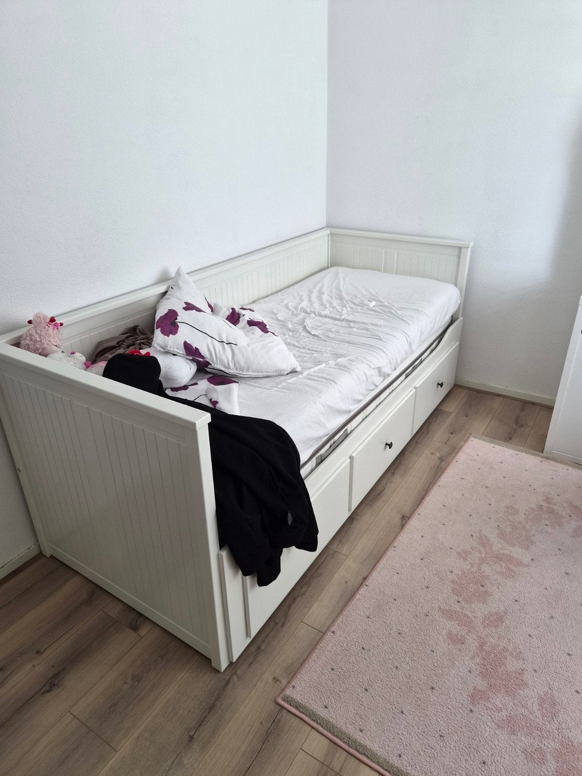 IKEA Hemnes bedbank met 3 lades - Wit, Ophalen, Gebruikt, 90 cm, Eenpersoons