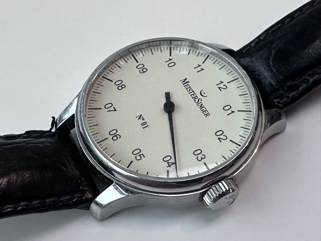 Meistersinger no.1, Leer, Staal, Polshorloge, Zo goed als nieuw