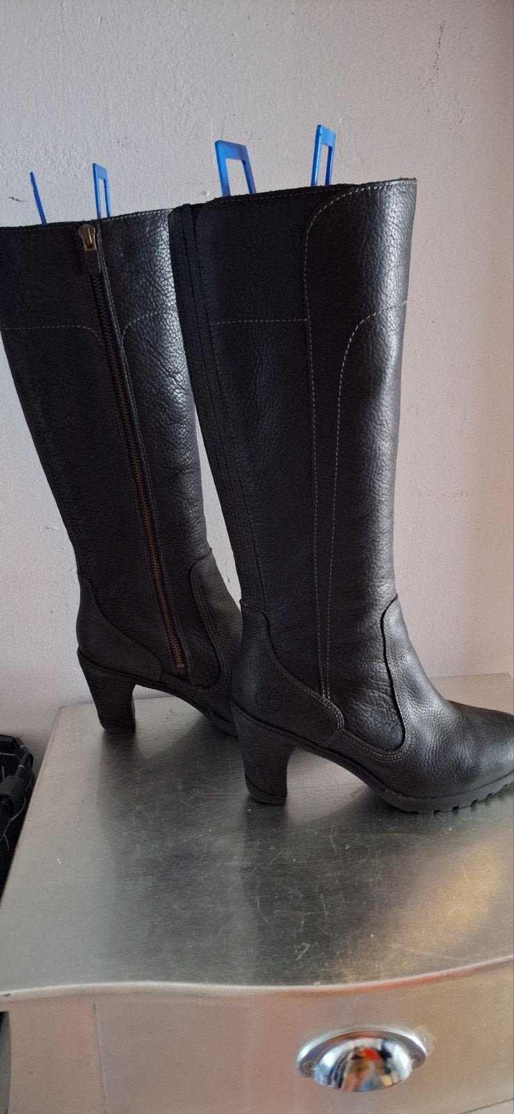 Elegante lederen Timberland laarzen zgan, Hoge laarzen, Zwart, Ophalen of Verzenden, Zo goed als nieuw