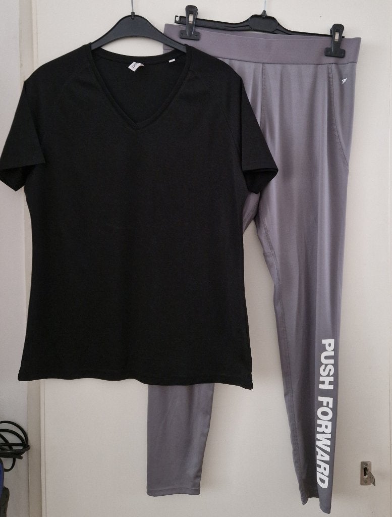 Dames sportlegging + shirt maat L *a, Zwart, Maat 42/44 (L), Ophalen of Verzenden, Fitness of Aerobics