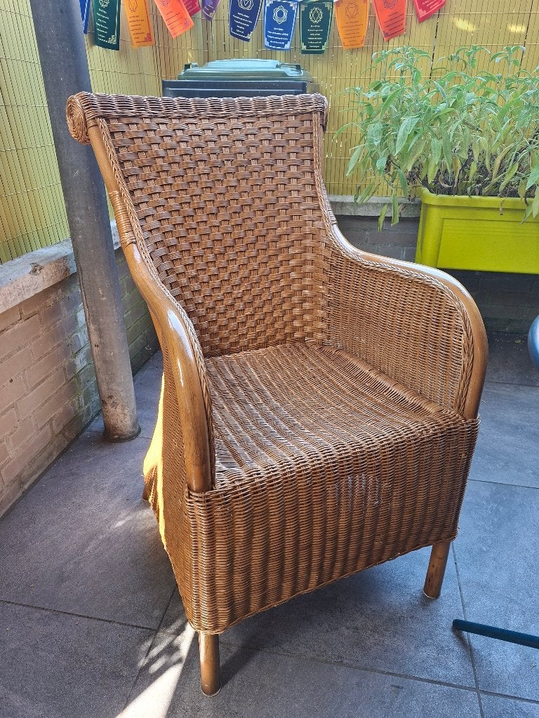 Rieten fauteuil - honing kleur, Ophalen, Minder dan 75 cm, Riet of Rotan, Zo goed als nieuw