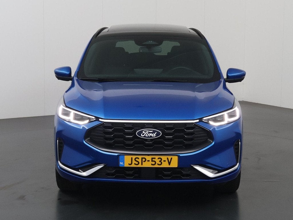 Ford Kuga 2.5 PHEV ST-Line X | Elek. Trekhaak | Panoramadak, Auto's, Ford, 14 kWh, Gebruikt, Blauw, Leder en Stof