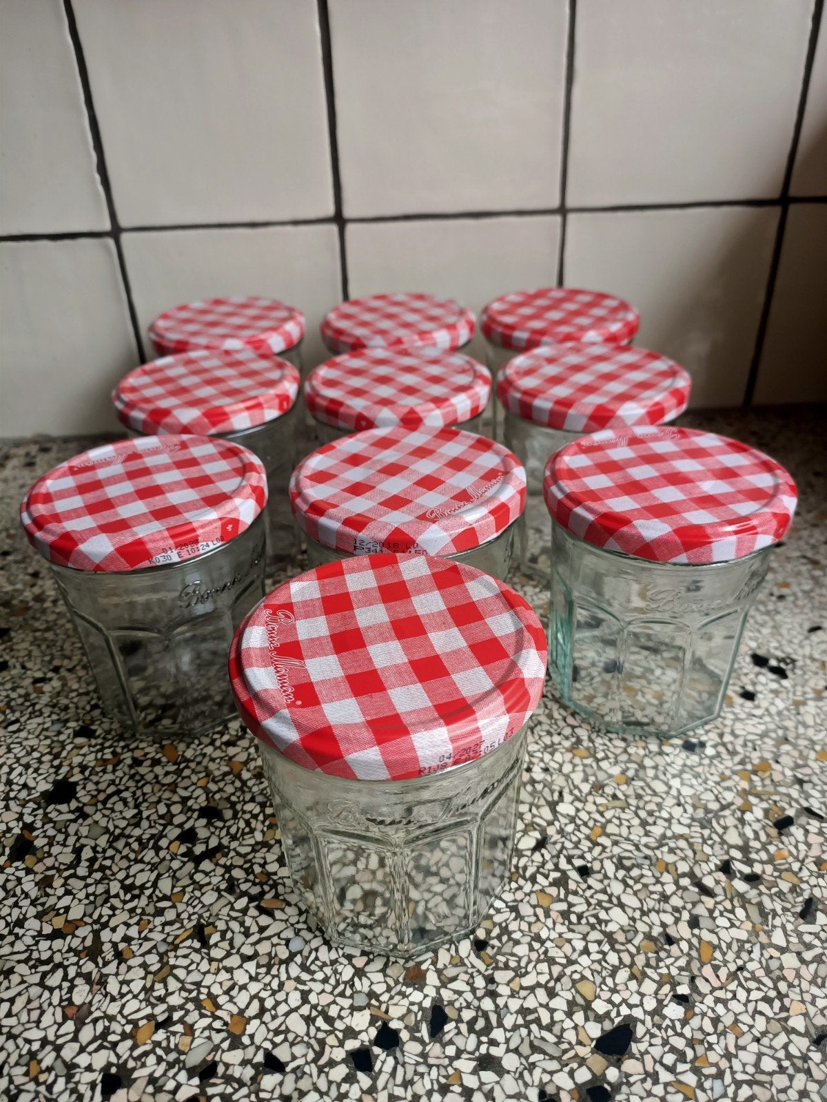 10 lege Bon Maman jampotjes inmaken., Pot, Bus of Blik, Ophalen of Verzenden, Met deksel, Glas