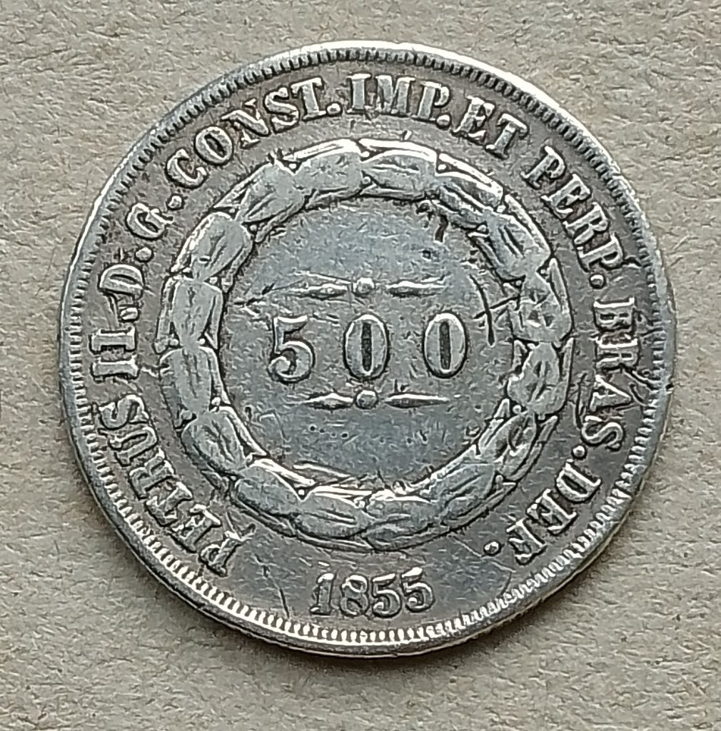 Brazilië, 500 reis 1855, Ophalen of Verzenden, Zuid-Amerika, Losse munt, Zilver