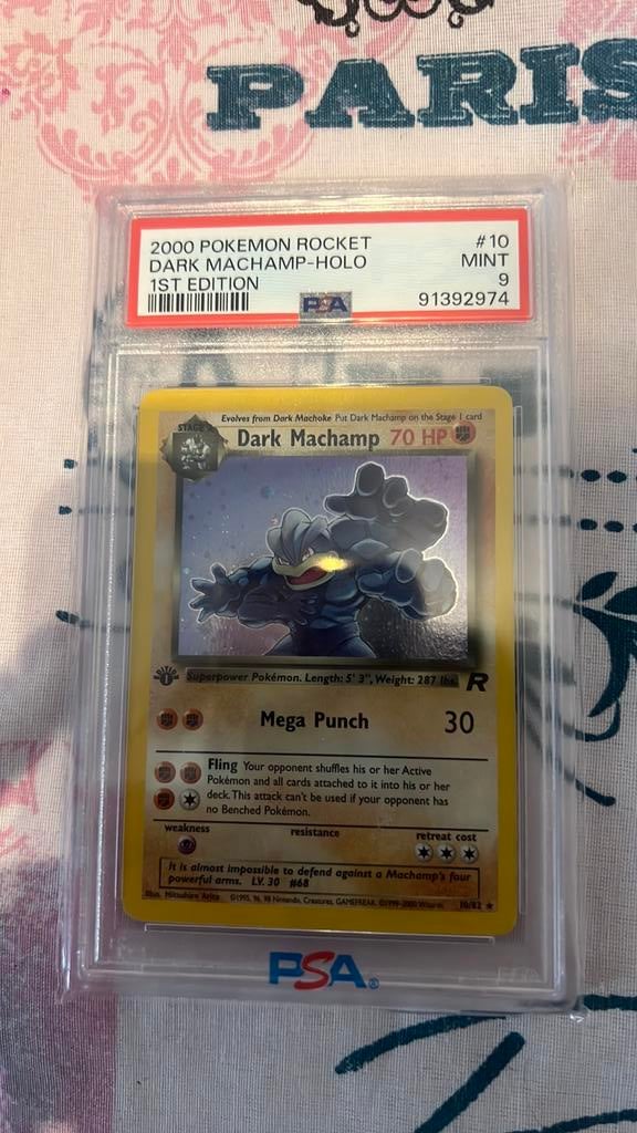 2000 POKEMON ROCKET DARKMACHAMP 1ST EDITION PSA 9, Hobby en Vrije tijd, Verzamelkaartspellen | Pokémon, Ophalen of Verzenden, Zo goed als nieuw