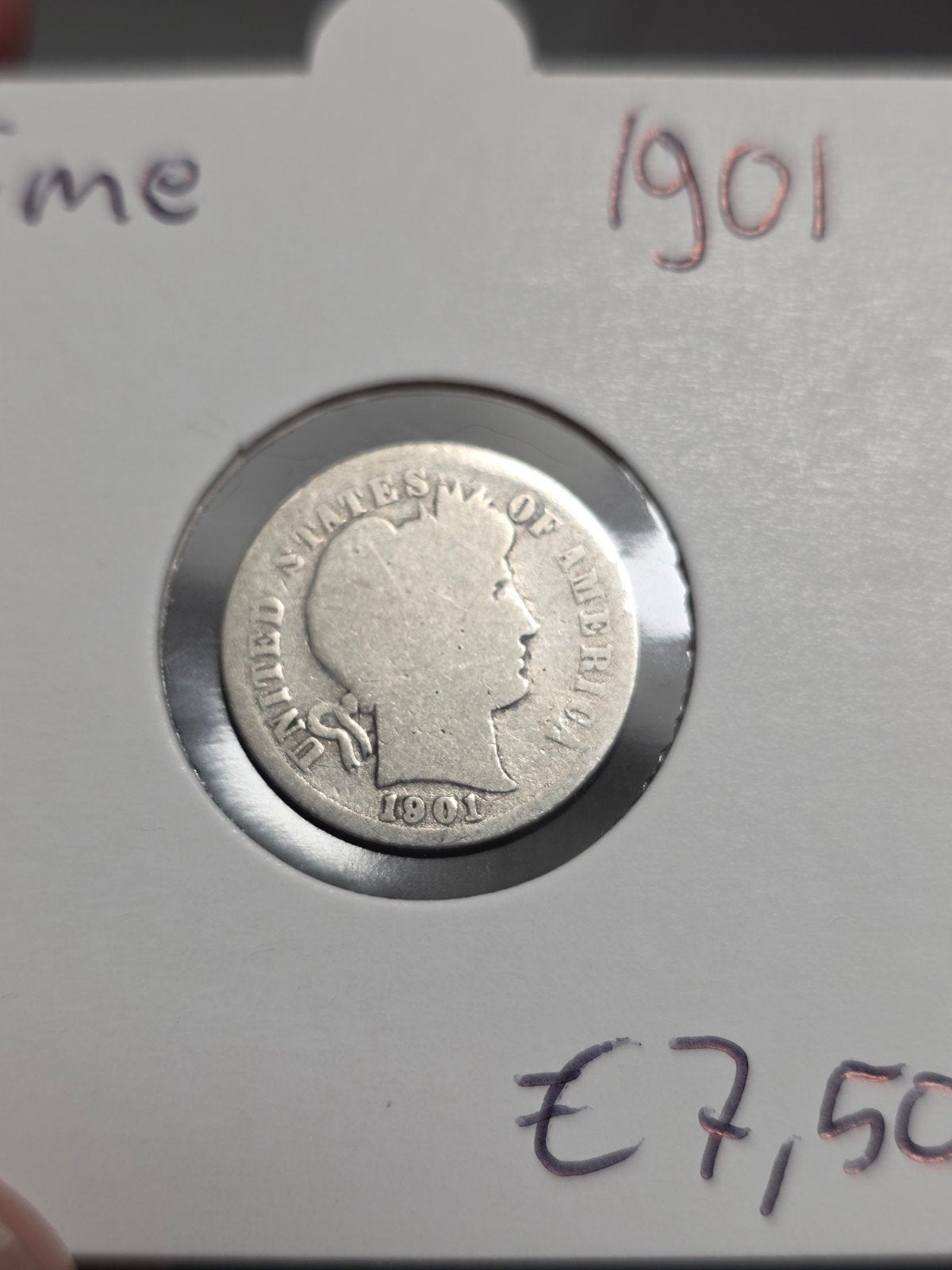 Dime 1901 Amerika, Postzegels en Munten, Verzenden, Noord-Amerika, Losse munt, Zilver