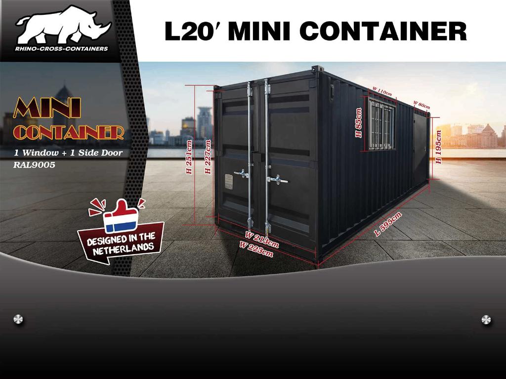 7,8,9,12,14,16,20 ft Zwart Mini container met deur en raam‼️, Ophalen