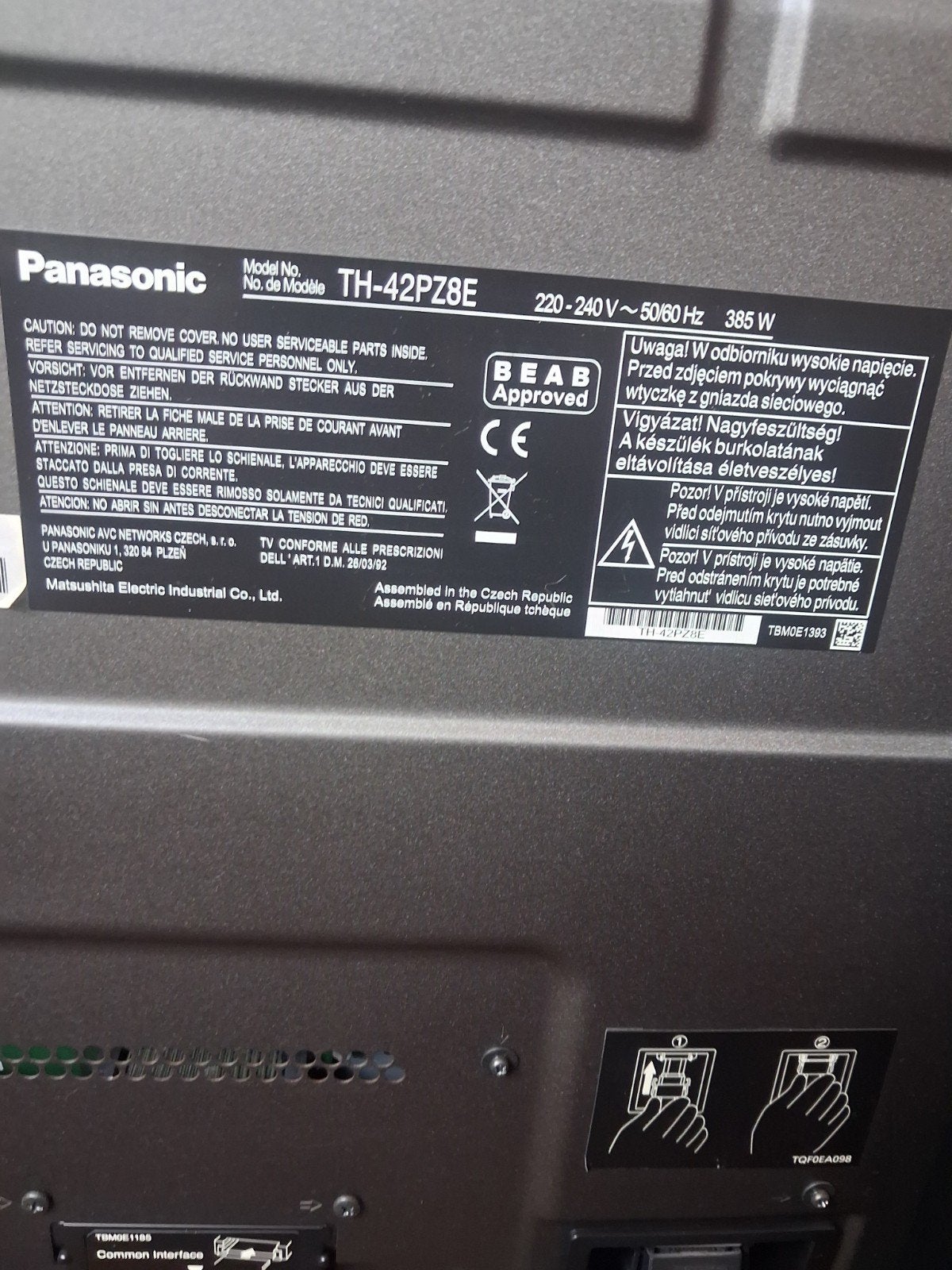 Panasonic TH-42PZ8E Plasma TV - 42 inch, Audio, Tv en Foto, Televisies, Ophalen, Gebruikt, Panasonic, 50 Hz