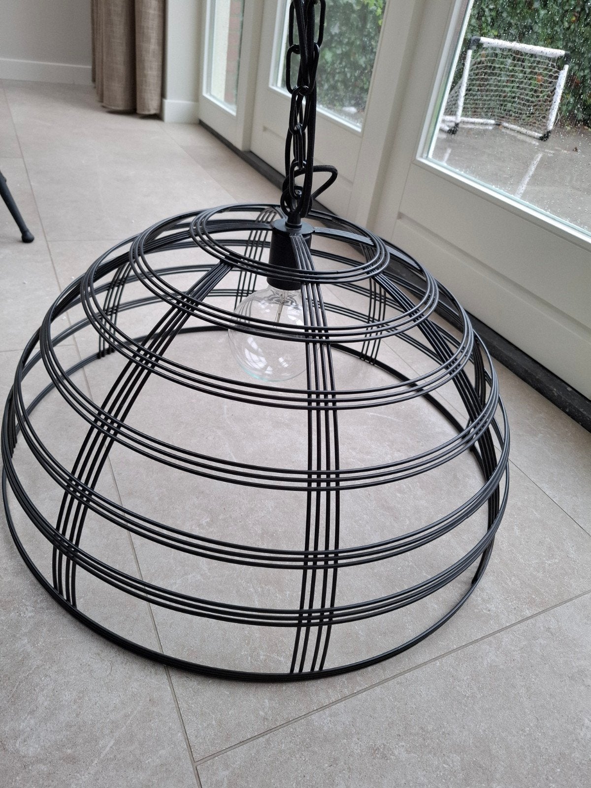 Industriële hanglamp, zwart, diameter 70 cm, Ophalen, E27 (groot), Zo goed als nieuw, Metaal
