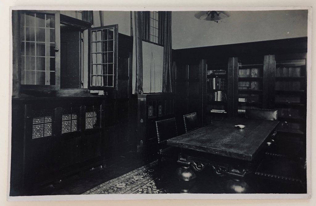 Prentbriefkaart Amsterdam Bibliotheek Rembrandthuis, Ophalen of Verzenden, 1940 tot 1960, Ongelopen, Overige thema's