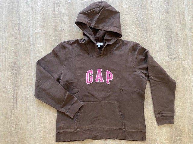 GAP Sweater Hoodie Trui met Capuchon | bruin | L | vintage, GAP, Bruin, Maat 42/44 (L), Ophalen of Verzenden
