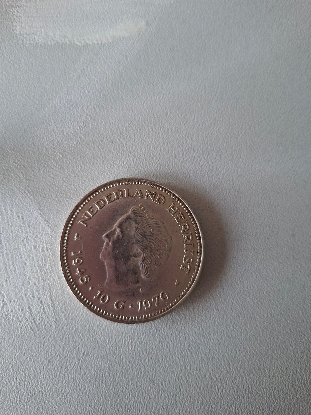 Zilveren Tientje 1970 - Nederland Herrijst 1945-1970, Koningin Juliana, Zilver, Ophalen of Verzenden, Losse munt