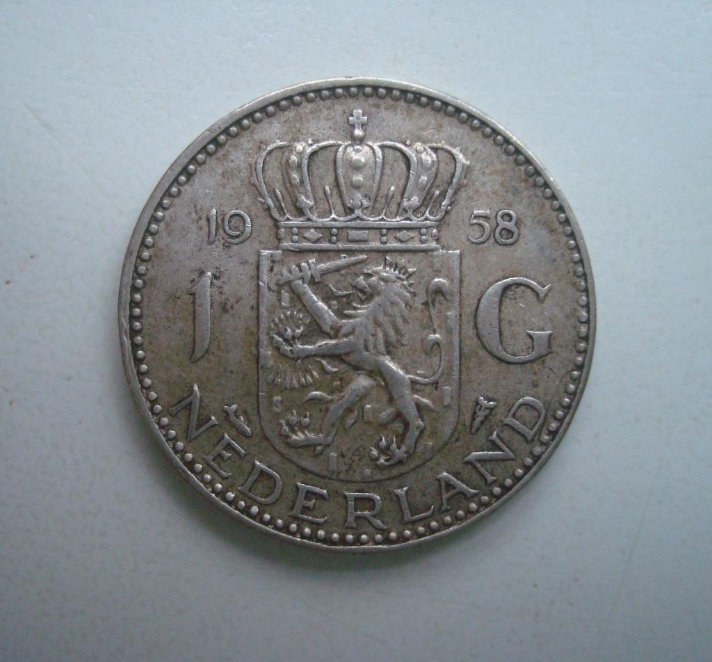 1 Gulden 1958, Postzegels en Munten, Munten | Nederland, Ophalen, Koningin Juliana, 1 gulden, Zilver