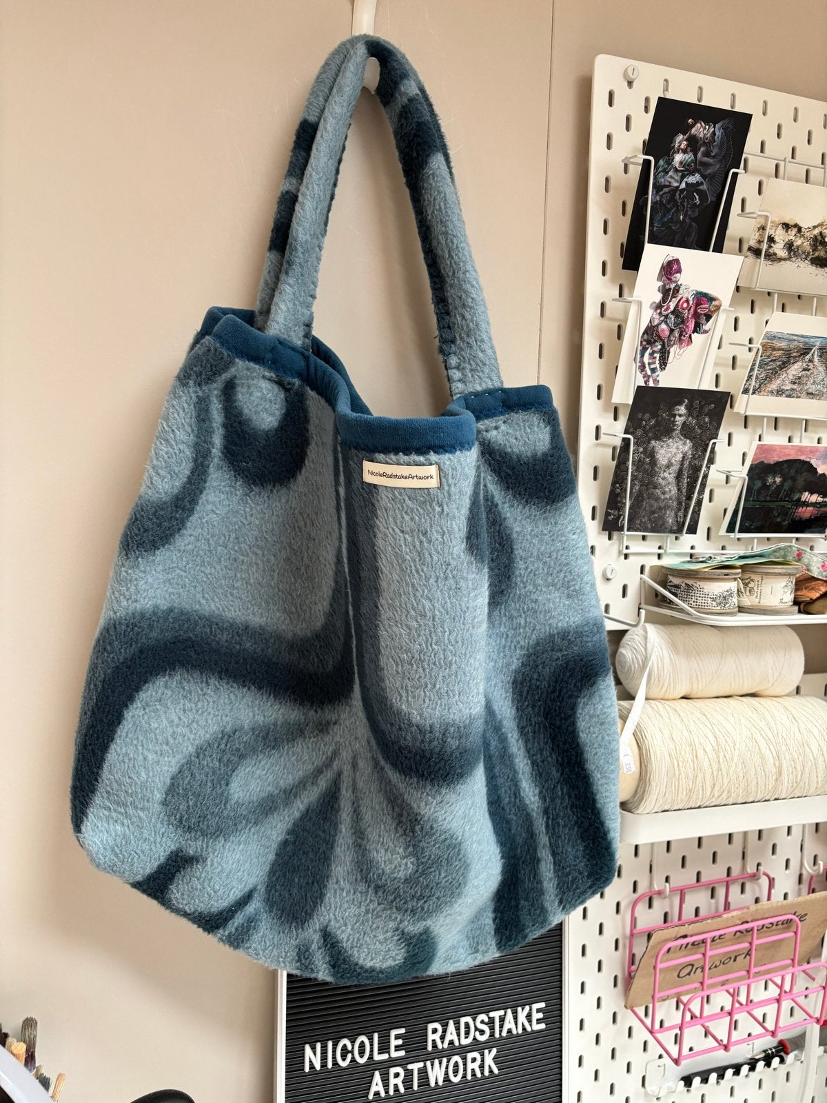 Vintage deken tas XXL shopper - Upcycled, Ophalen of Verzenden, Gebruikt, Blauw, Shopper