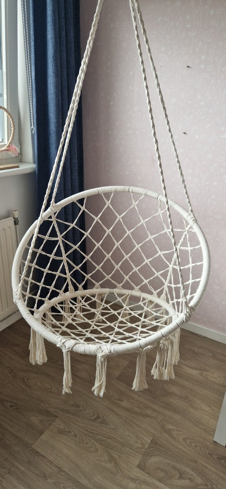 Macramé hangstoel, Ophalen, Wit, Zo goed als nieuw, Bohemian, Macramé