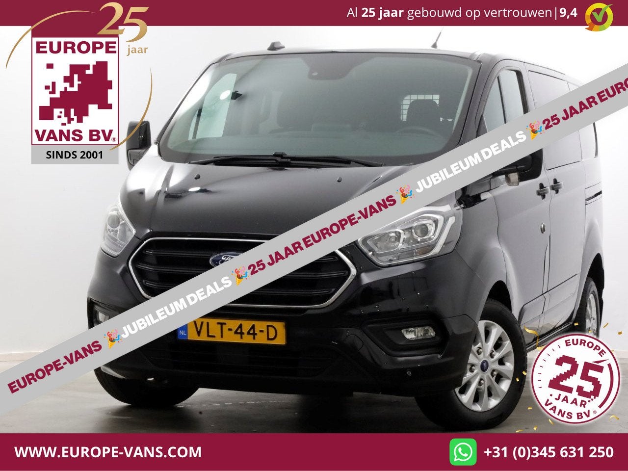 Ford Transit Custom 2.0 TDCI 130pk L1H1 Automaat D.C. Limite, Auto's, Euro 6, 4 cilinders, Zwart, Bedrijf