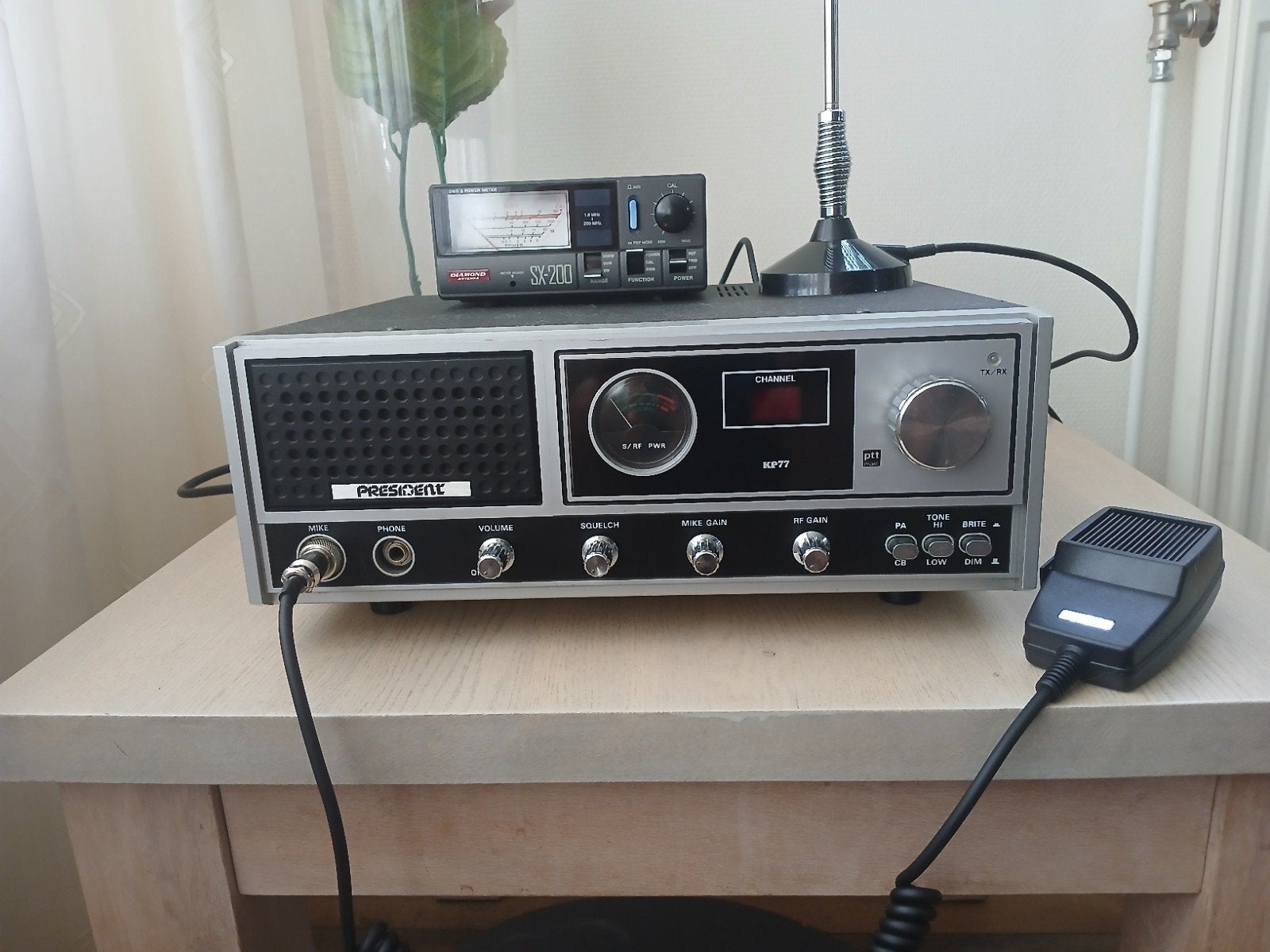 President KP77 CB-radio met SWR-meter en antenne, Ophalen of Verzenden, Gebruikt, Zender en Ontvanger