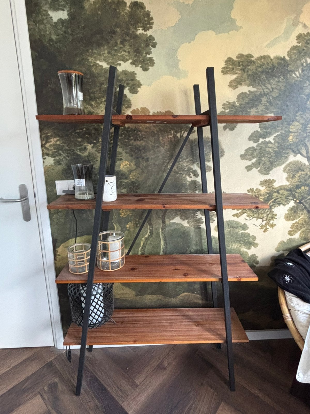A-frame houten stellingkast, Huis en Inrichting, Kasten | Wandmeubels, Ophalen, Met plank(en), Zo goed als nieuw, Minder dan 150 cm