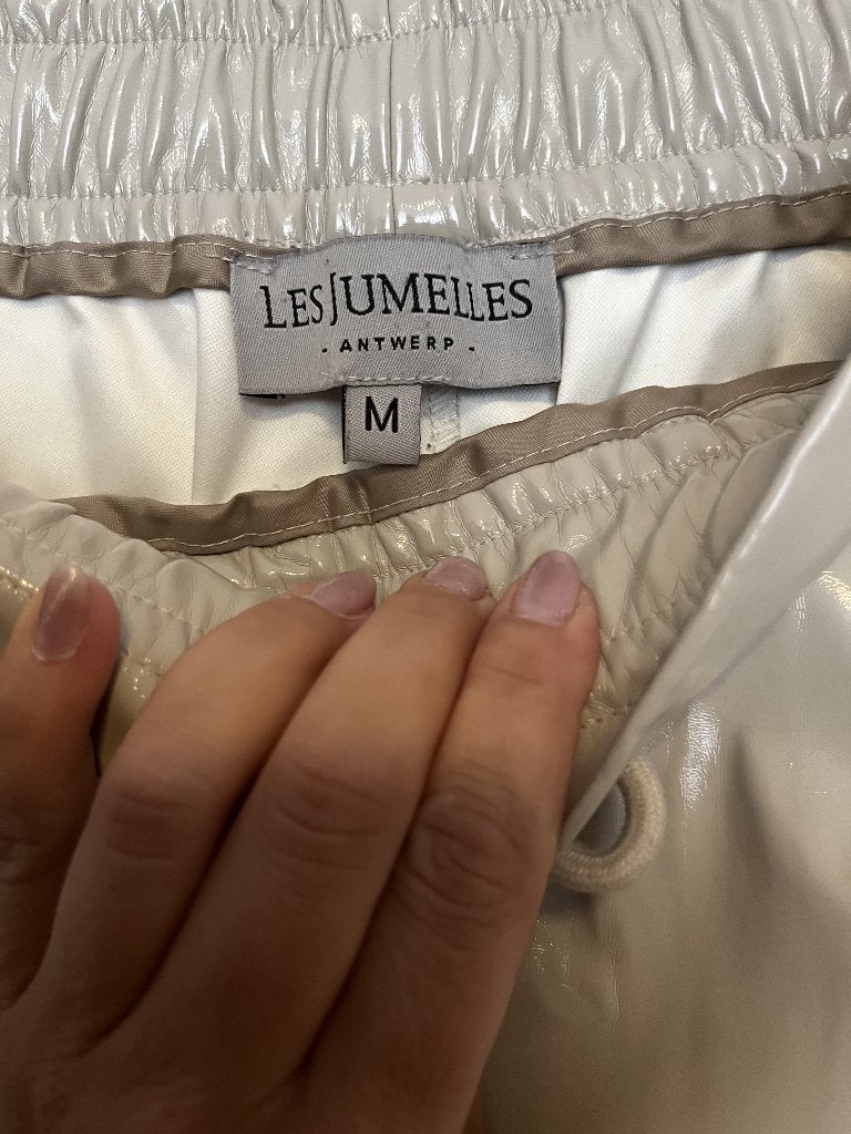 Broek Lak Les Jummeles gebroken wit-licht grijs maat M, Maat 38/40 (M), Wit, Ophalen of Verzenden, Zo goed als nieuw