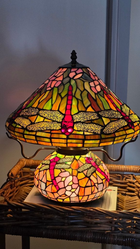 Tiffany Lamp Dragonfly Groot🍇In Hele Mooie Staat🍇40x40 cm, Ophalen, Gebruikt, Minder dan 50 cm, Tiffany