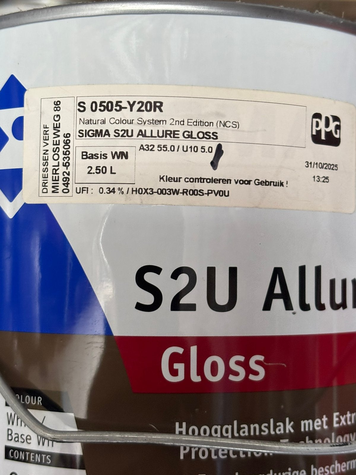 4 maal 2,5 liter sigma allure gloss hoogwaardig buiten verf, Ophalen of Verzenden, Zo goed als nieuw