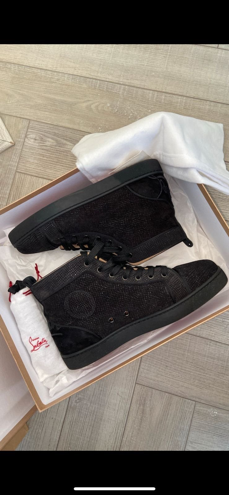 Christian Louboutin Fun Louis Flat Black Suede High-Top, Kleding | Heren, Ophalen, Zwart, Sneakers of Gympen, Zo goed als nieuw
