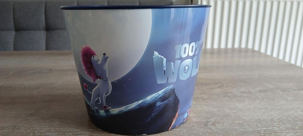100% wolf film bioscoop popcorn bucket emmer kinepolis, Ophalen of Verzenden, Zo goed als nieuw, Film, Gebruiksvoorwerp