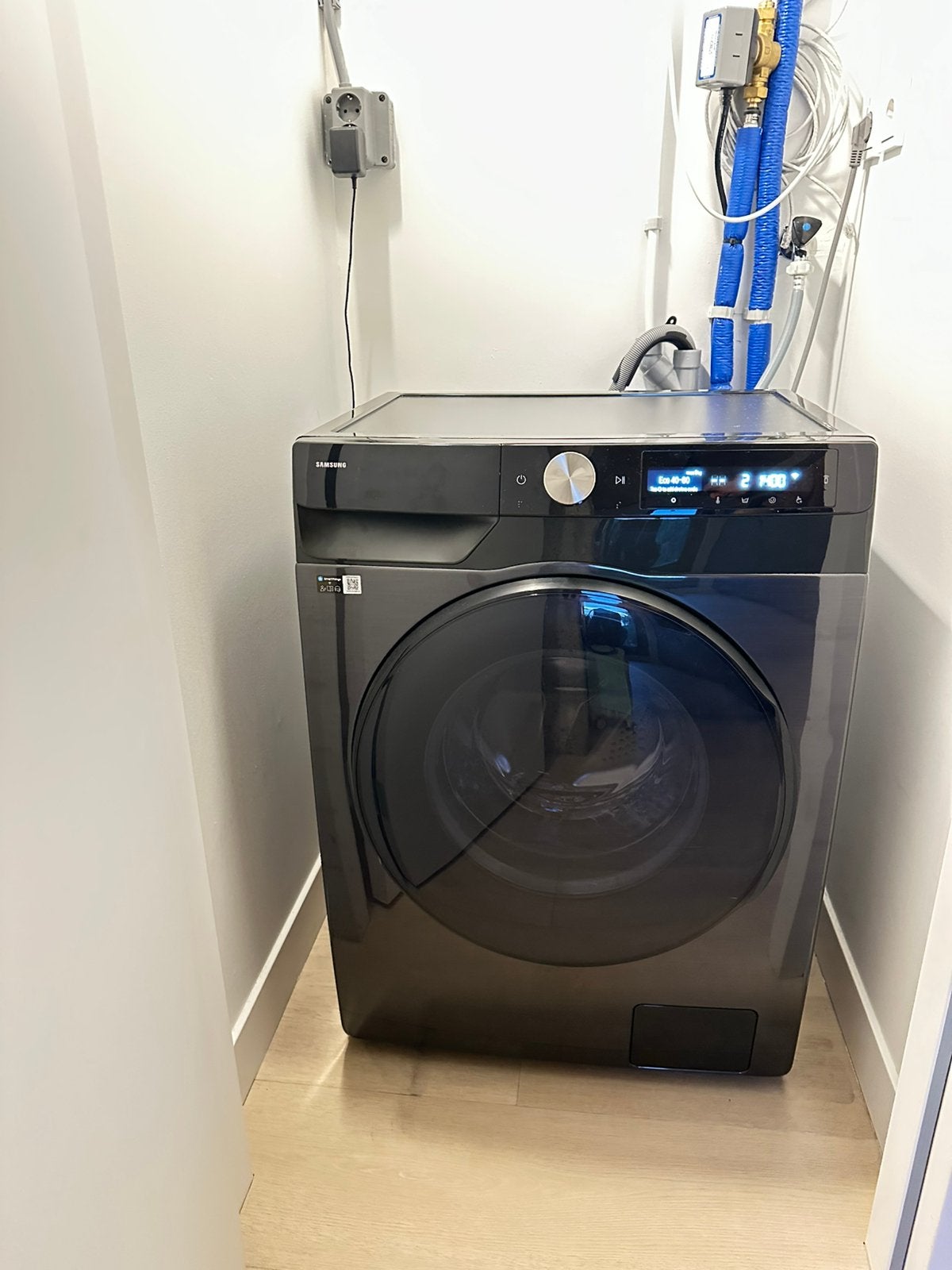 Samsung was-droogcombinatie - AI Energy Mode en AI Ecobubble, Ophalen of Verzenden, Zo goed als nieuw, Voorlader, 85 tot 90 cm
