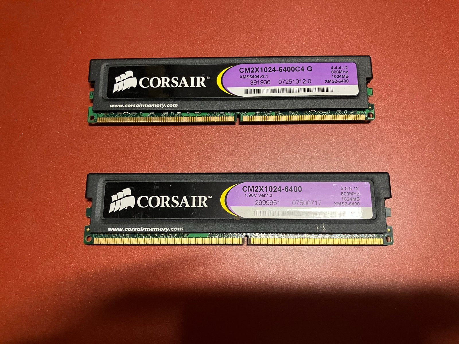 Corsair DDR2 RAM 2x1GB (2GB totaal) 800MHz, Computers en Software, RAM geheugen, Gebruikt, Ophalen of Verzenden, DDR2, Desktop