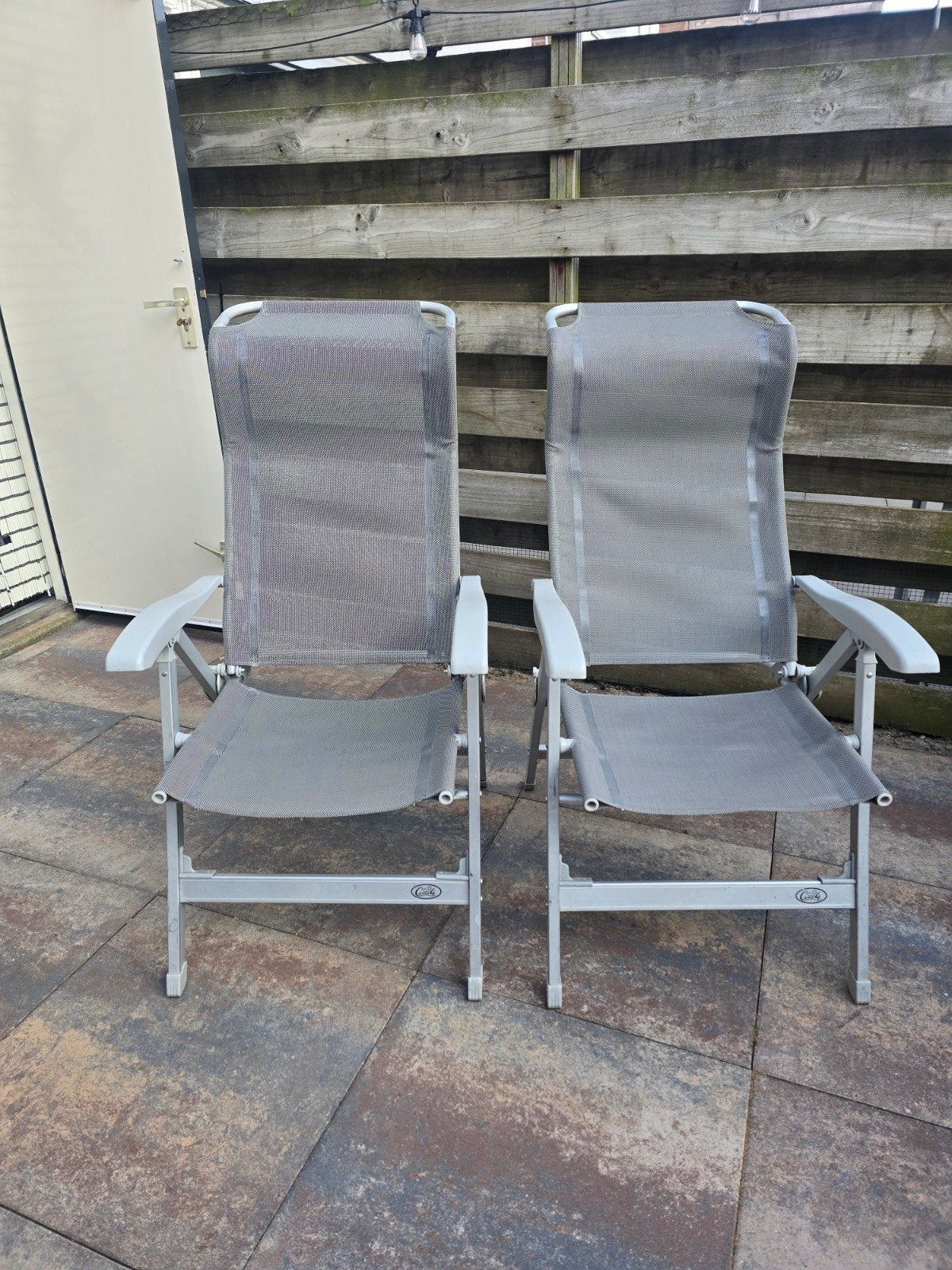 Camp4  twee grijze camping standen stoelen outdoor, Caravans en Kamperen, Ophalen, Gebruikt, Campingstoel