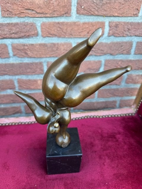 balancerende gezette dame, brons en marmer, Ophalen of Verzenden