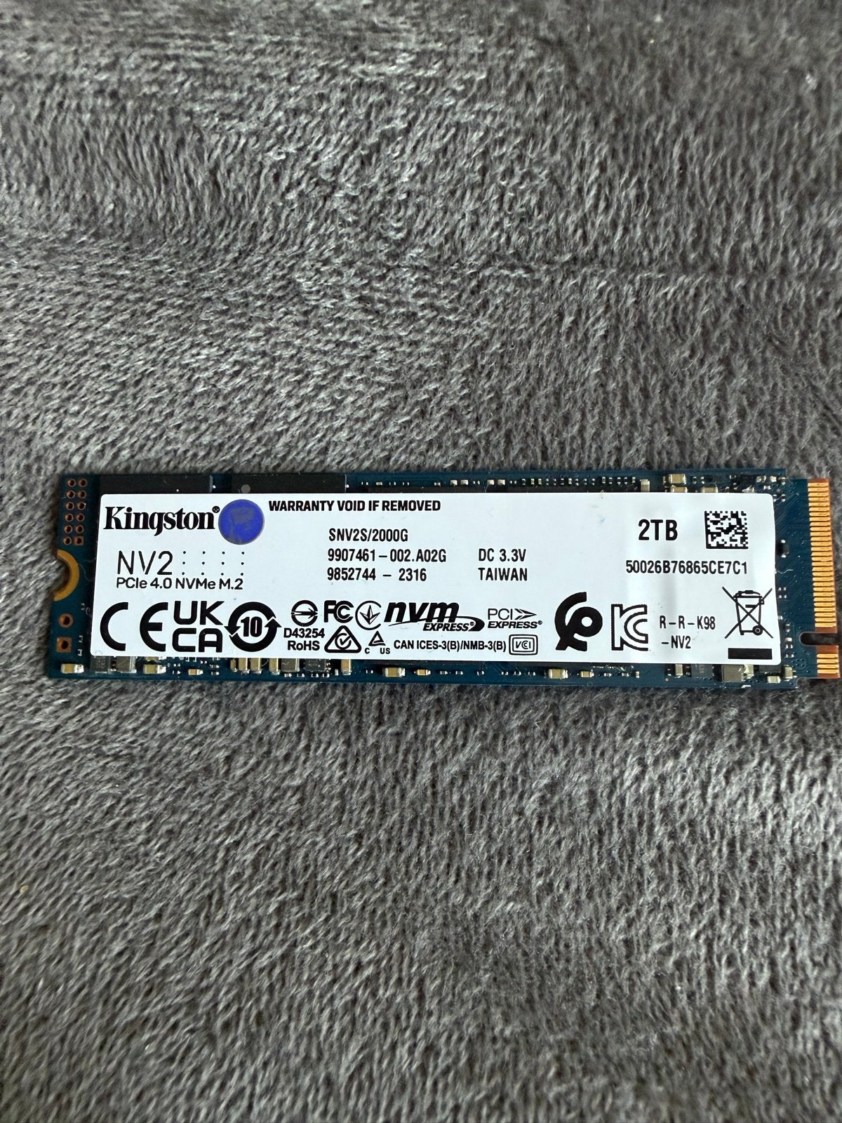 Kingston NV2 2TB PCIe 4.0 NVMe M.2 SSD, Computers en Software, Harde schijven, Intern, Server, Ophalen of Verzenden, Zo goed als nieuw