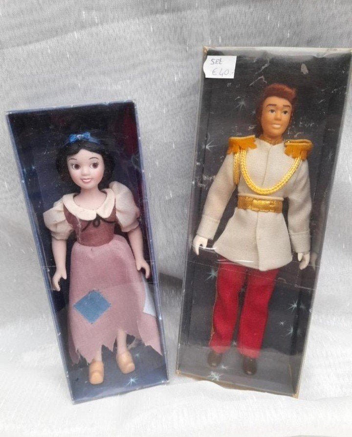 Disney set 2 porseleinen poppen sneeuw witje en prins, Ophalen, Zo goed als nieuw, Pop
