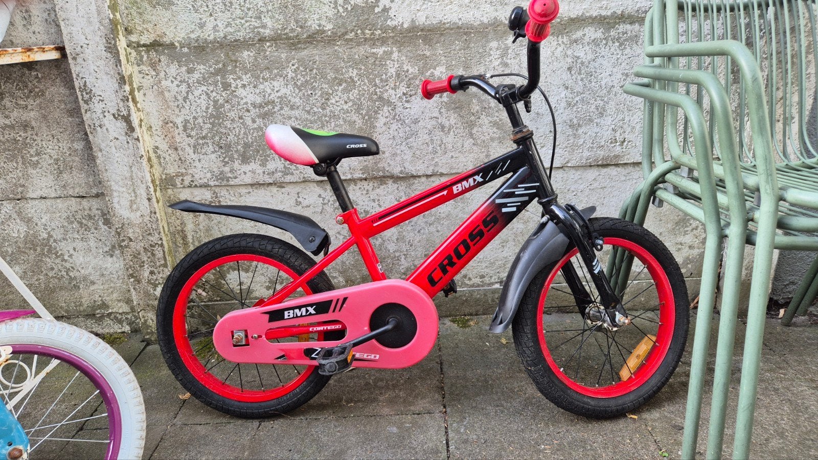 Cross BMX kinderfiets rood/zwart - 16 inch, Ophalen, 16 tot 20 inch, Staal, Velgrem