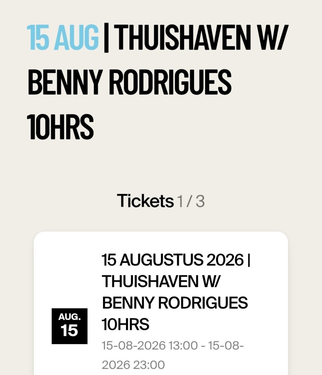 2 kaarten voor Benny Rodriguez 10 Hours @ Thuishaven, Tickets en Kaartjes, Evenementen en Festivals, Twee personen