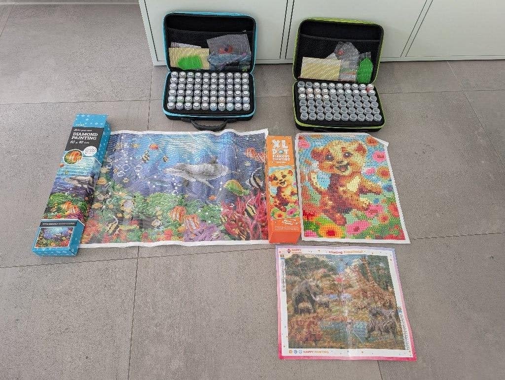 Diamond painting koffertjes met steentjes, posters en div., Hobby en Vrije tijd, Knutselen, Ophalen of Verzenden, Gebruikt, Knutselwerk