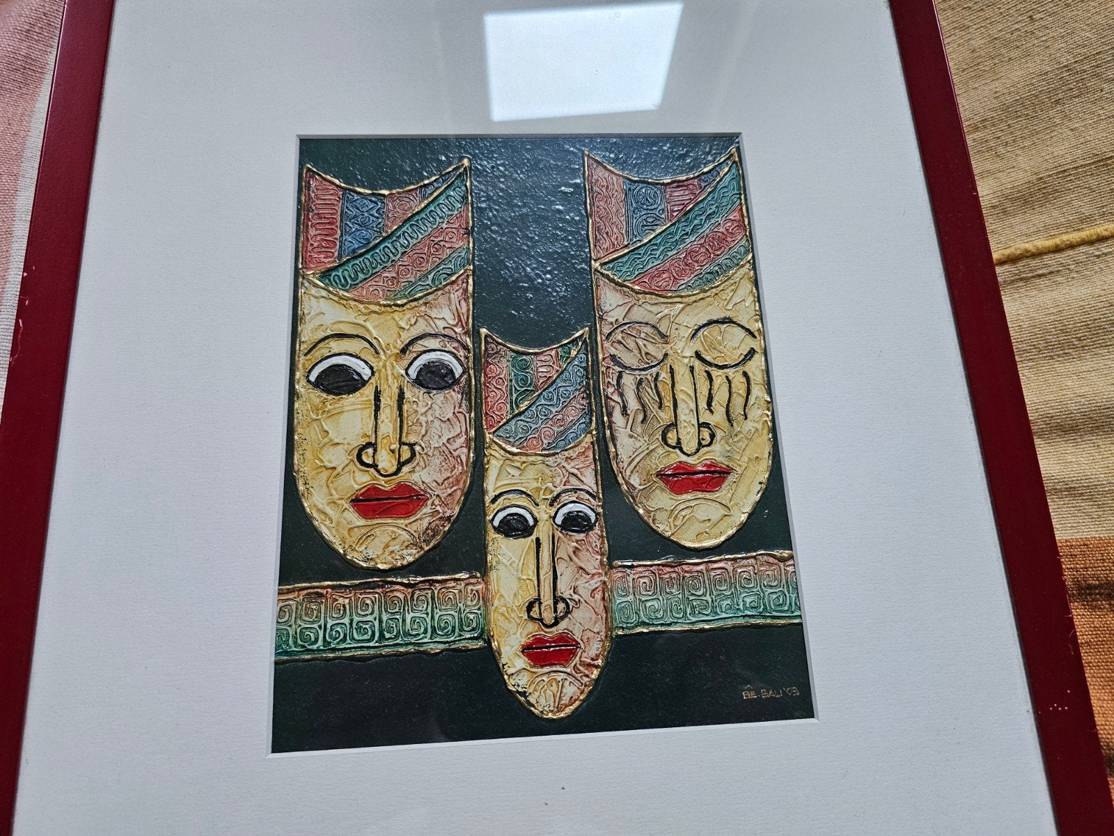 Set van 2 Balinese schilderijen in stalen lijsten, Antiek en Kunst, Schilderij, Geschilderd, Ophalen of Verzenden, Indonesië