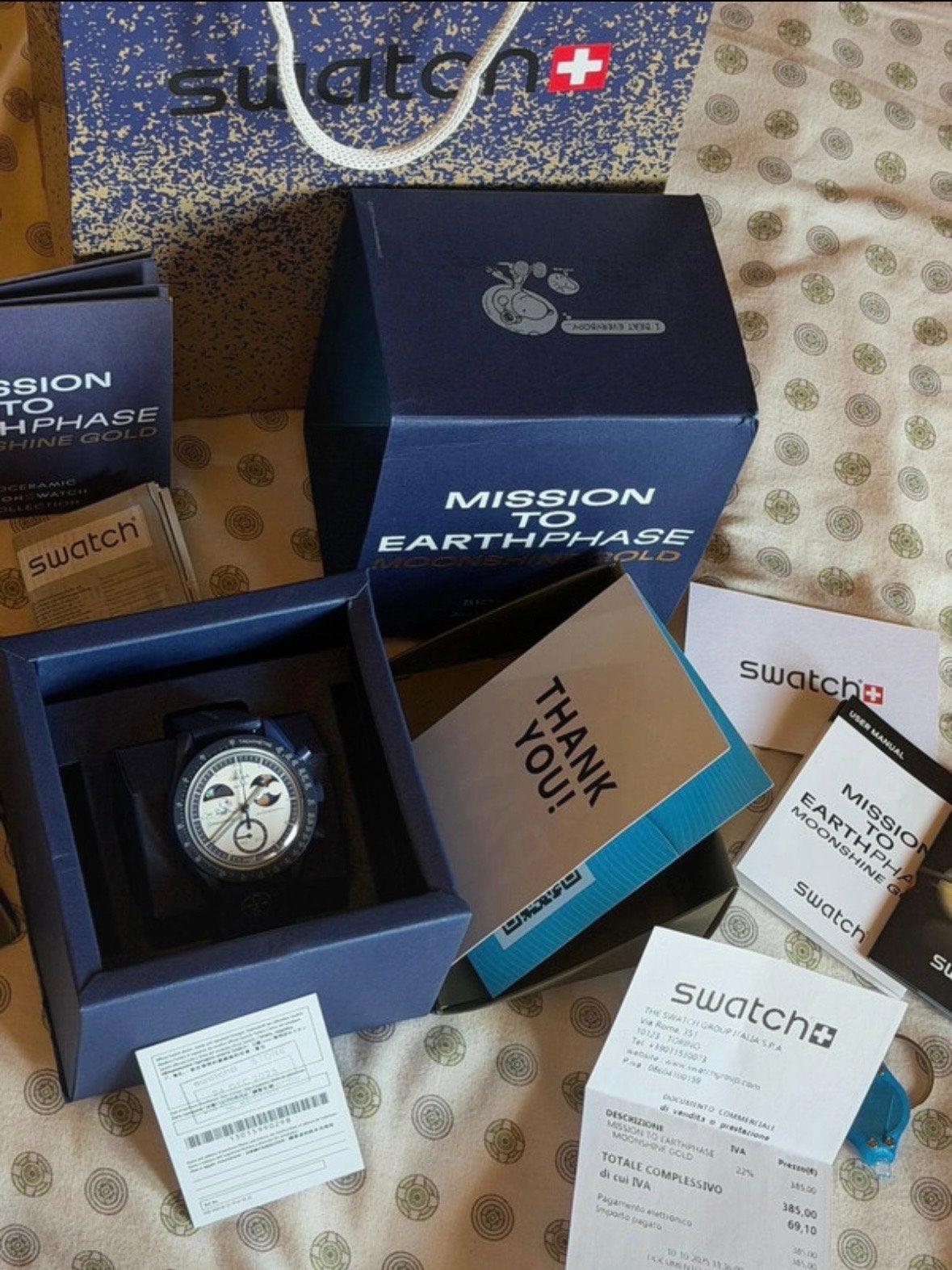 Swatch x Omega Moonswatch Mission to Earthphase Moonshine, Sieraden, Tassen en Uiterlijk, Horloges | Heren, Kunststof, Polshorloge
