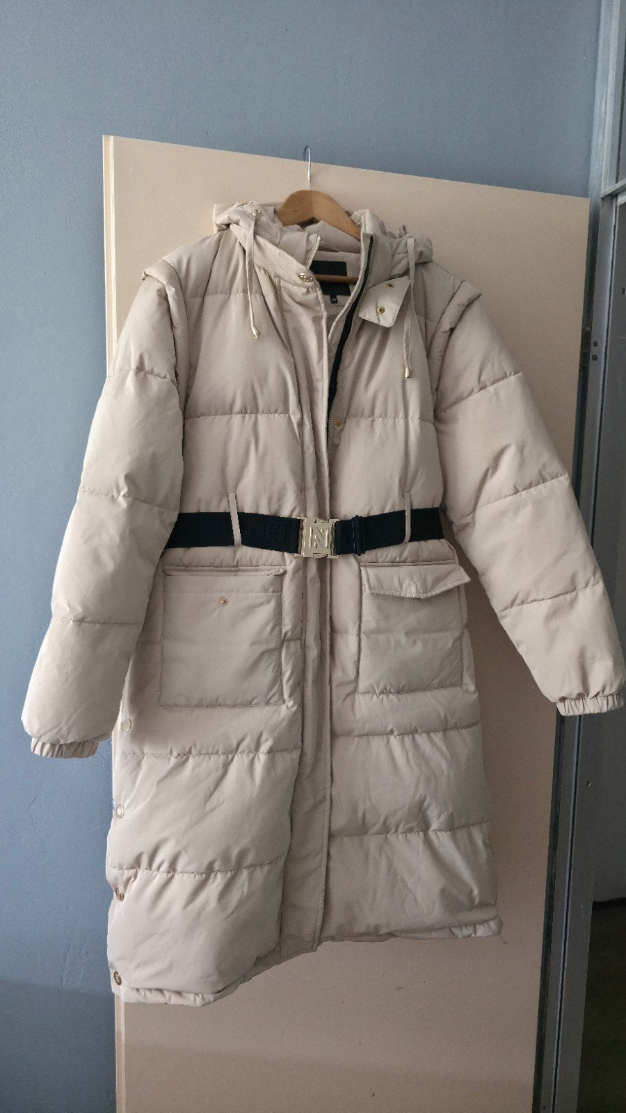 Nikkie winterjas in nieuwstaat (slechts twee keer gedragen), Nikkie, Ophalen of Verzenden, Zo goed als nieuw, Beige