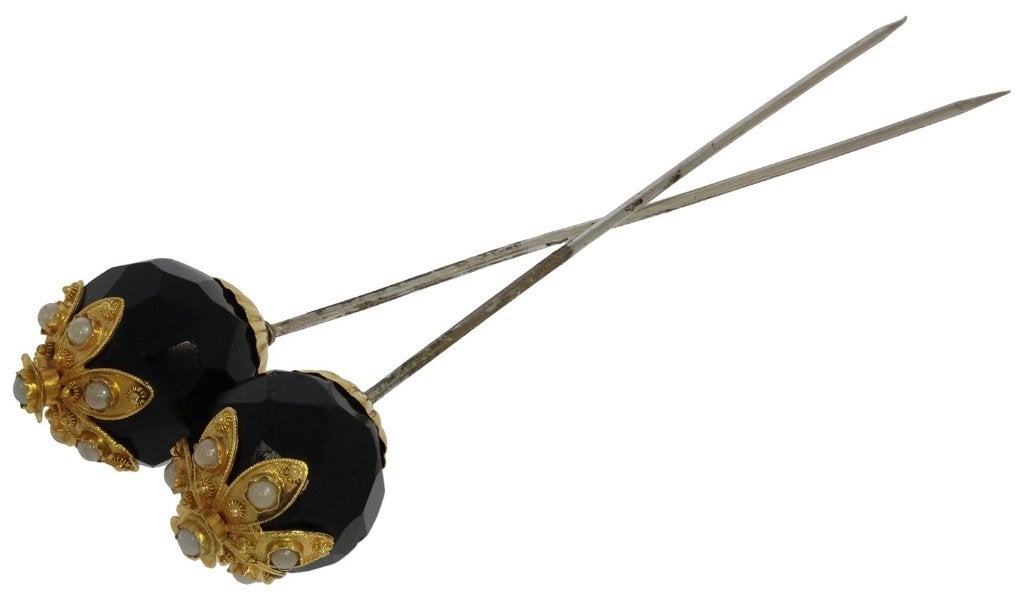 Git parel 14k set antieke spelden broche zeeland rouw, Ophalen of Verzenden, Goud, Broche, Met edelsteen