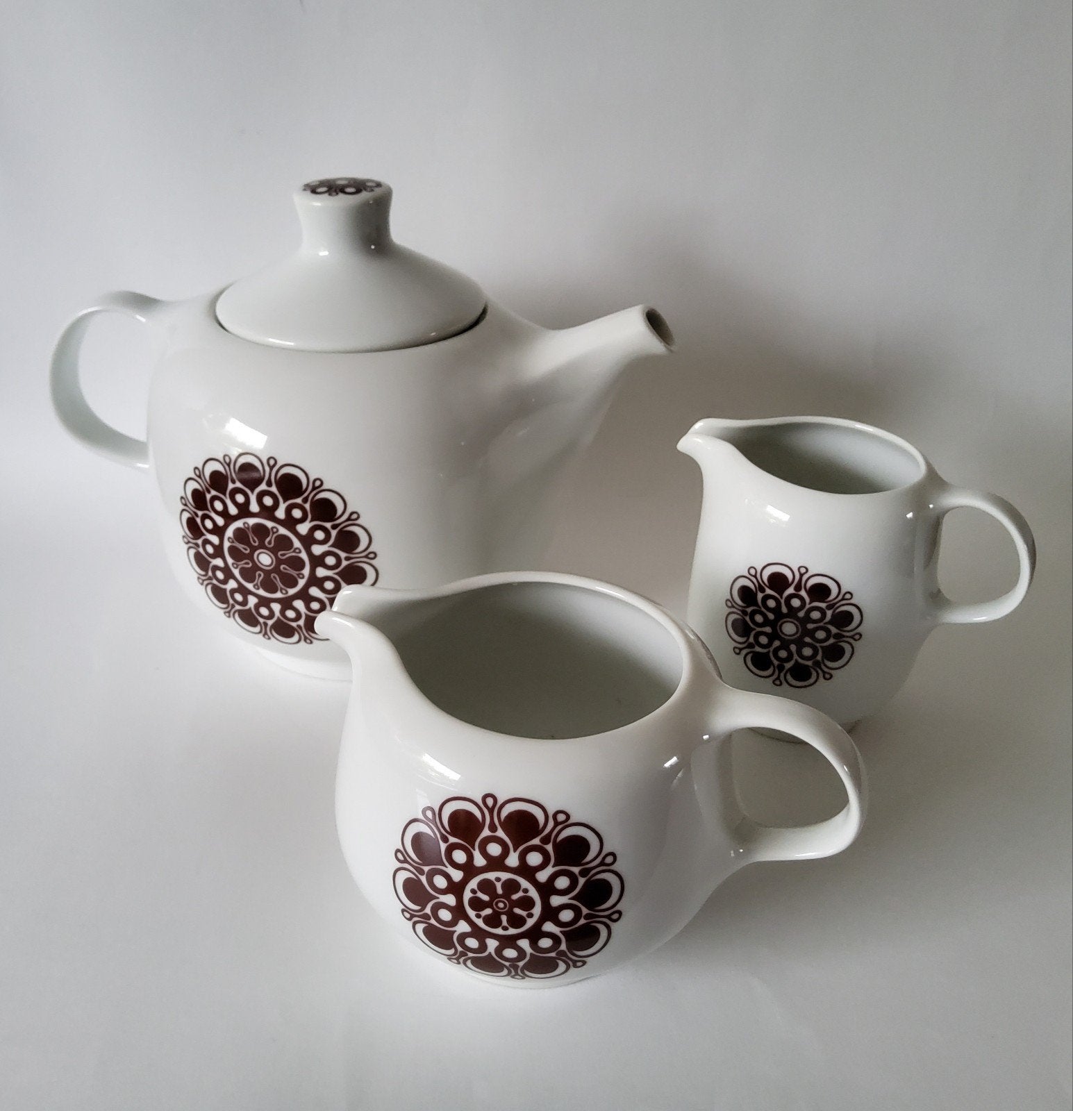 Vintage Alföldi theepot met room- en melkkannetjes, Vintage, Ophalen of Verzenden, Zo goed als nieuw, Theepot