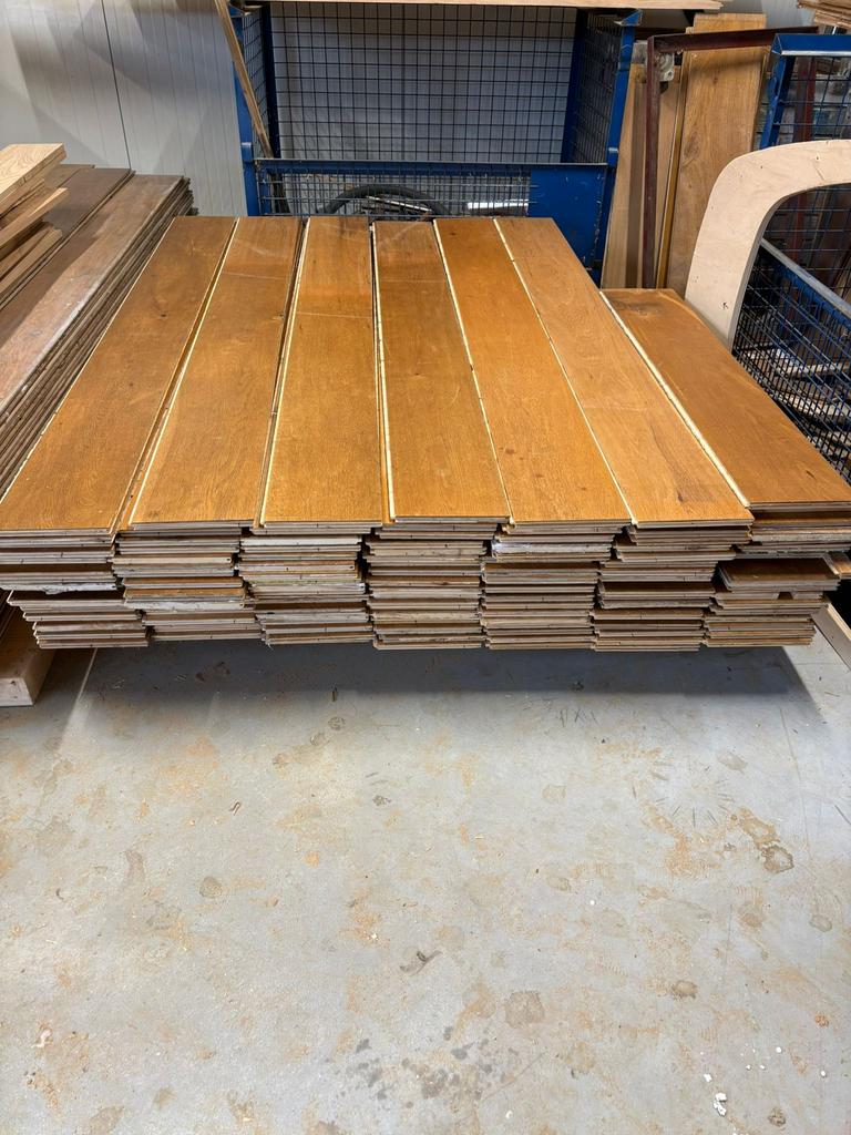 Nette lamelparket eiken vloer +/- 38m2 19cm breed, Zo goed als nieuw, 10 m² of meer, 10 tot 30 cm, Hout