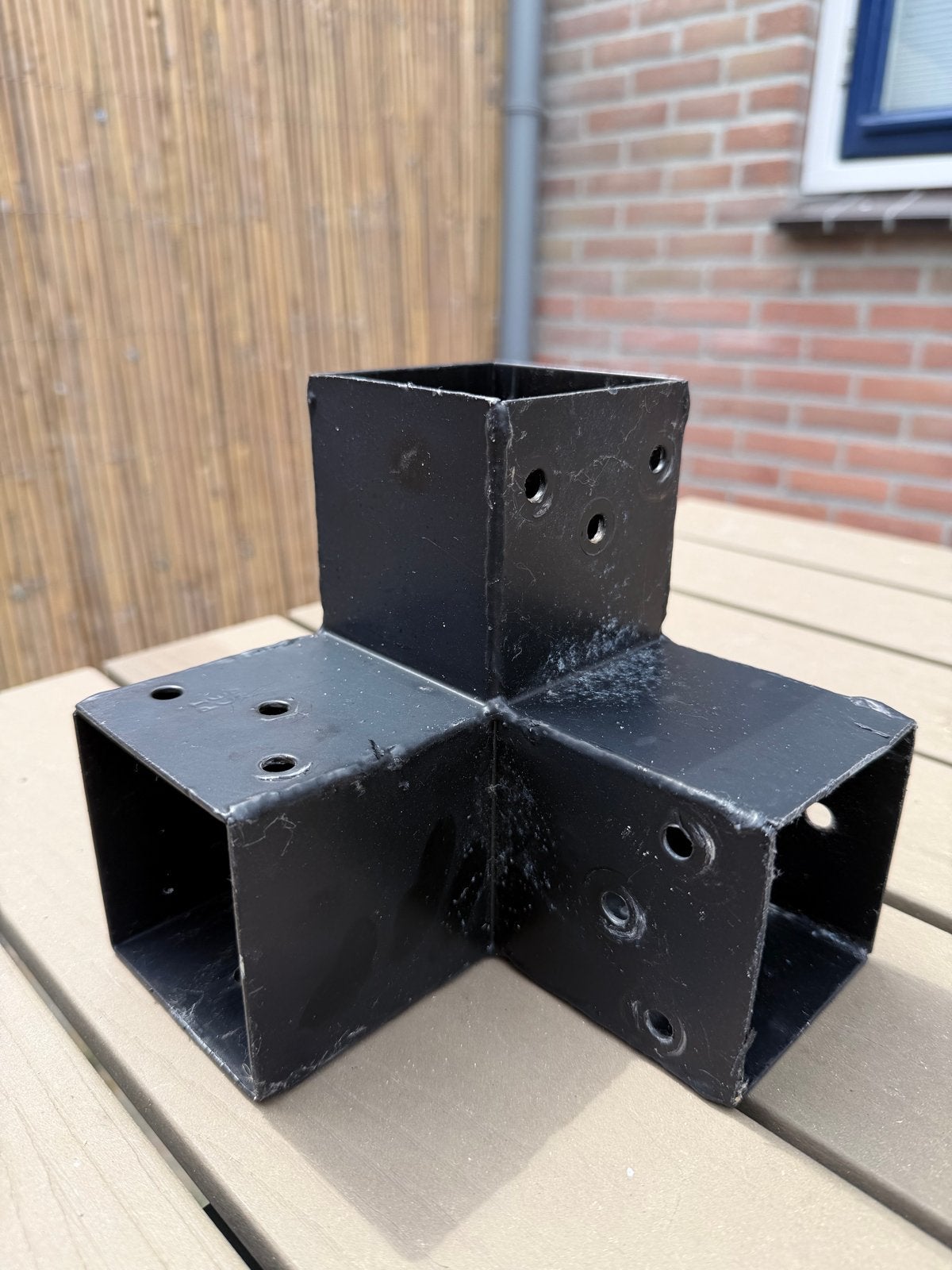3x paalverbinder hoekstuk 3-kants voor paal 7x7, Ophalen of Verzenden, Nieuw, IJzer, Overige typen