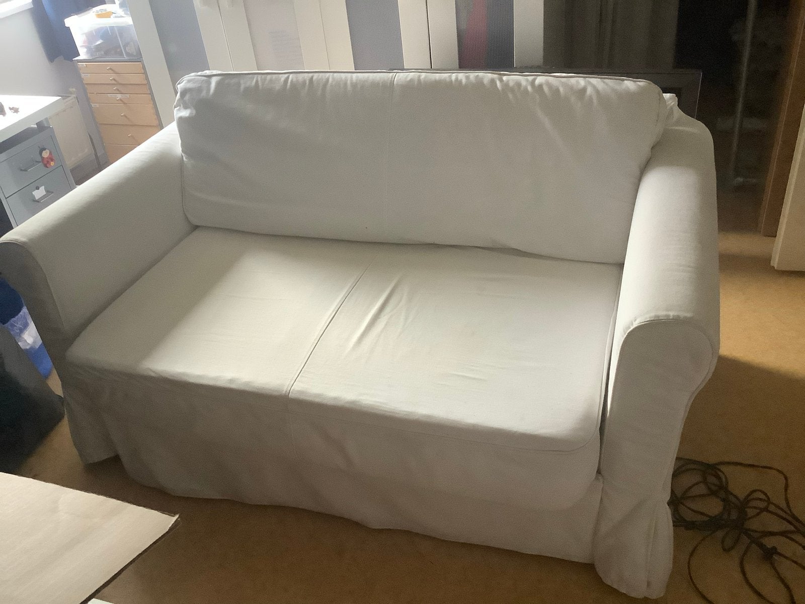 tweepersoonsbank met witte hoes IKEA, Ophalen, Gebruikt, 150 tot 200 cm, Tweepersoons