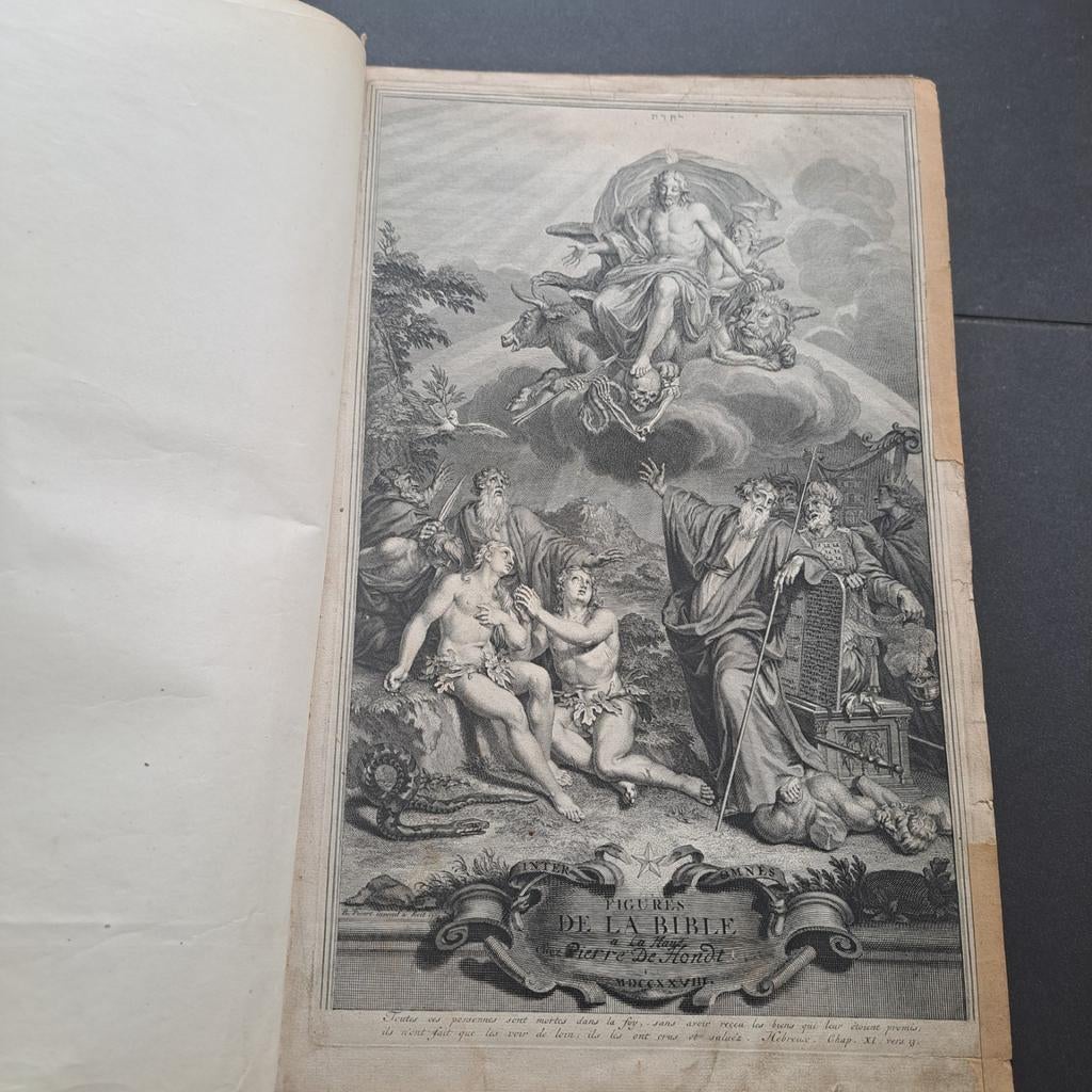Antieke Prentbijbel Pieter de Hondt 1729 icm Goetzee, Ophalen of Verzenden