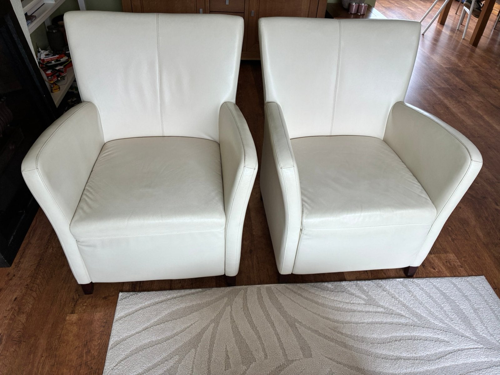 Fauteuils Fauteuil Leer kleur gebroken wit, Ophalen, Gebruikt, Minder dan 75 cm, Leer